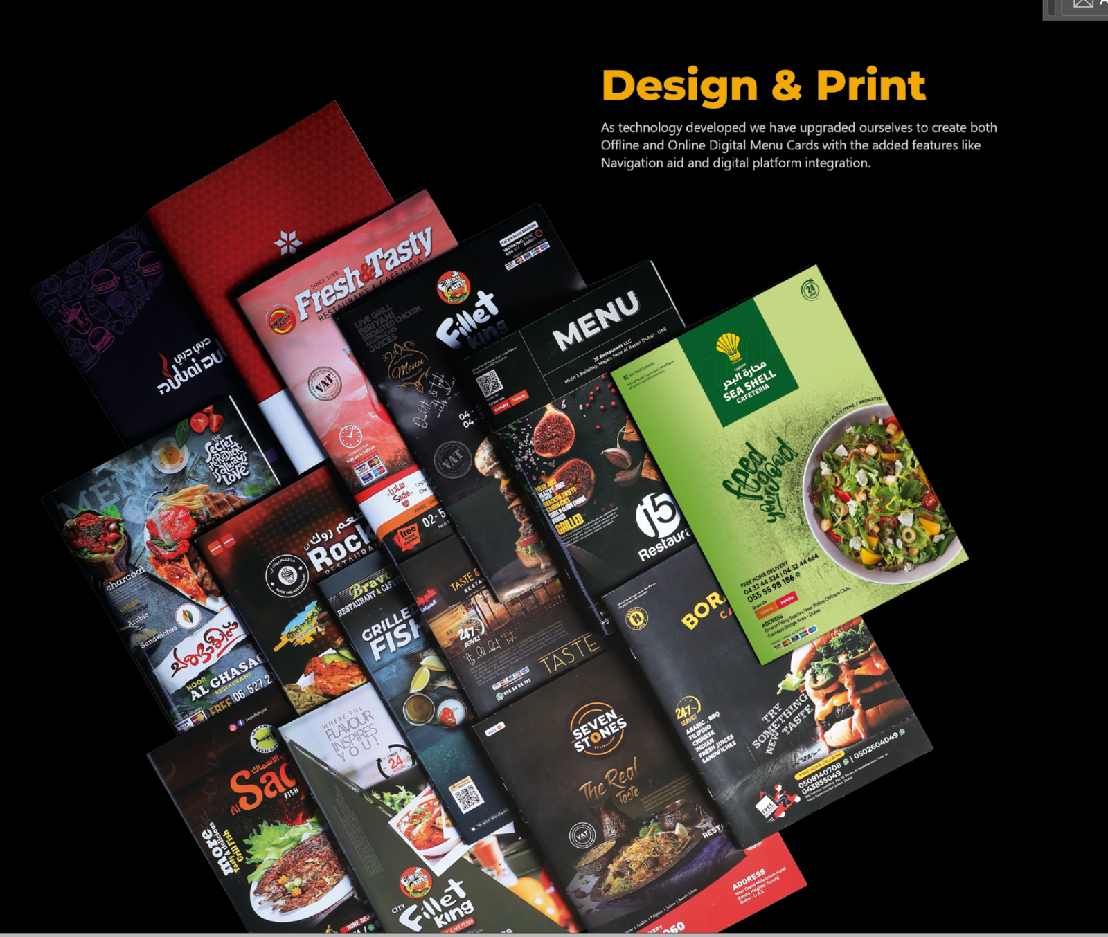 Menu design portfolio